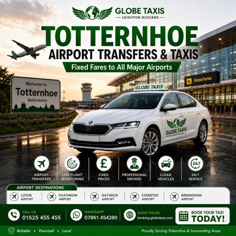Totternhoe Airport Transfers Taxis – Fixed Fares to All Major Airports